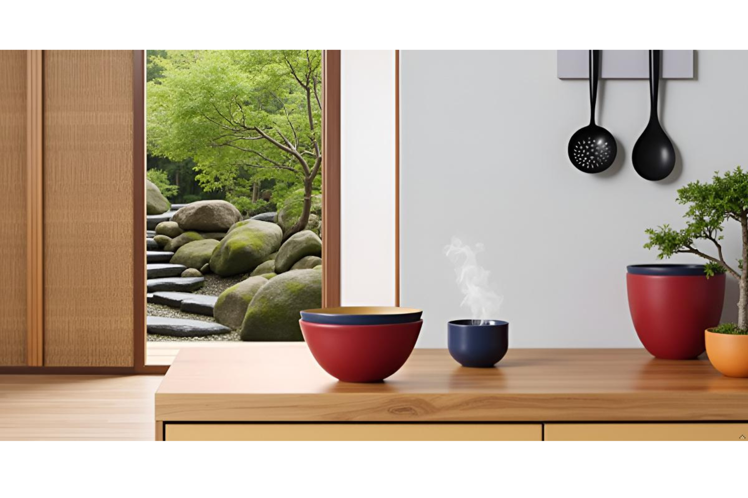 Bamboo Bowl Serving Set of 2 Wooden Cereal Bowls 16cm