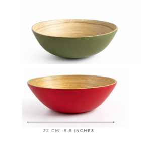 Bamboo Bowl Set 22cm Wooden Serving Bowls