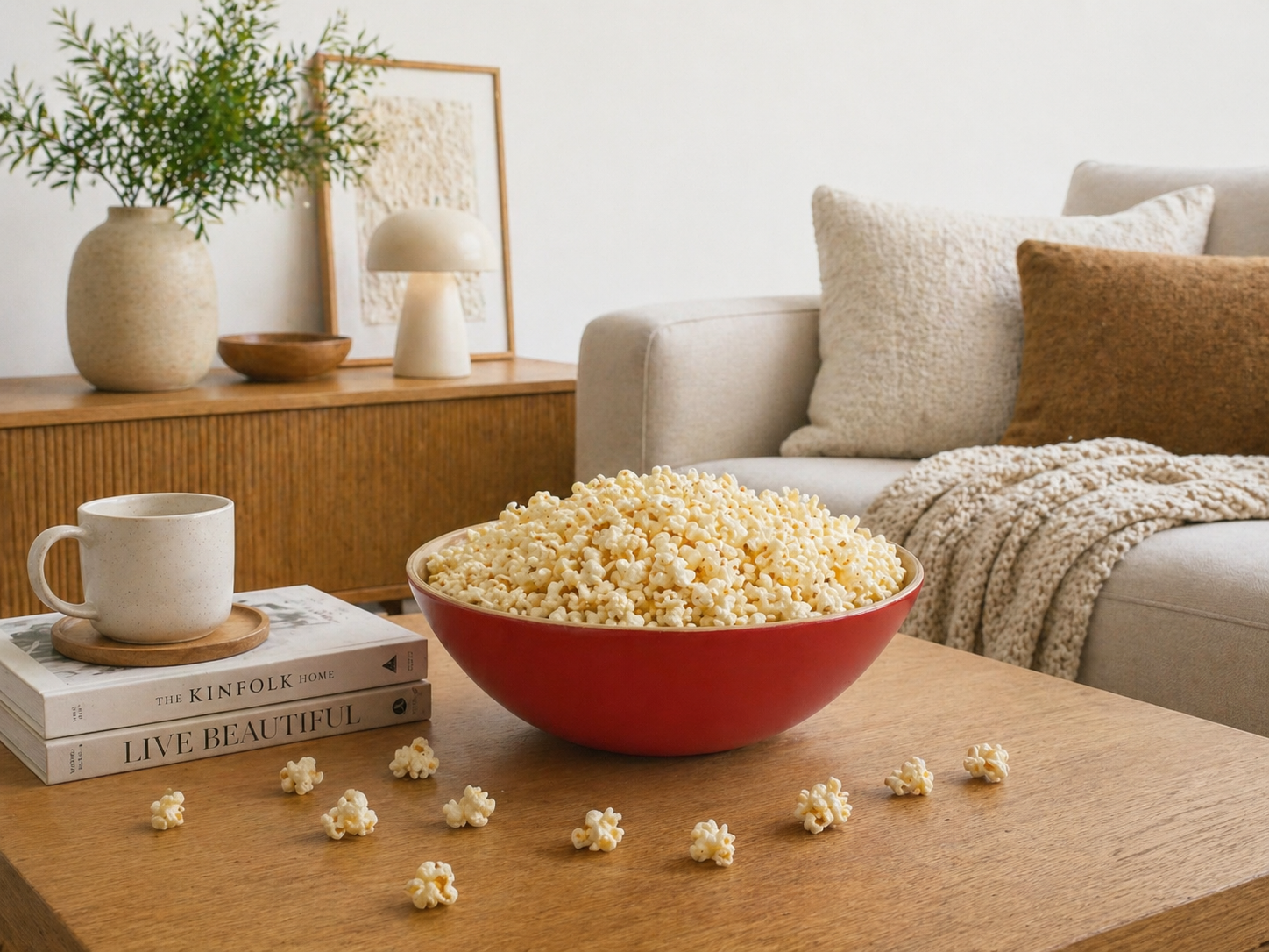 Bamboo Large Wooden Fruit Bowl, 30cm Matte Red - Image 3
