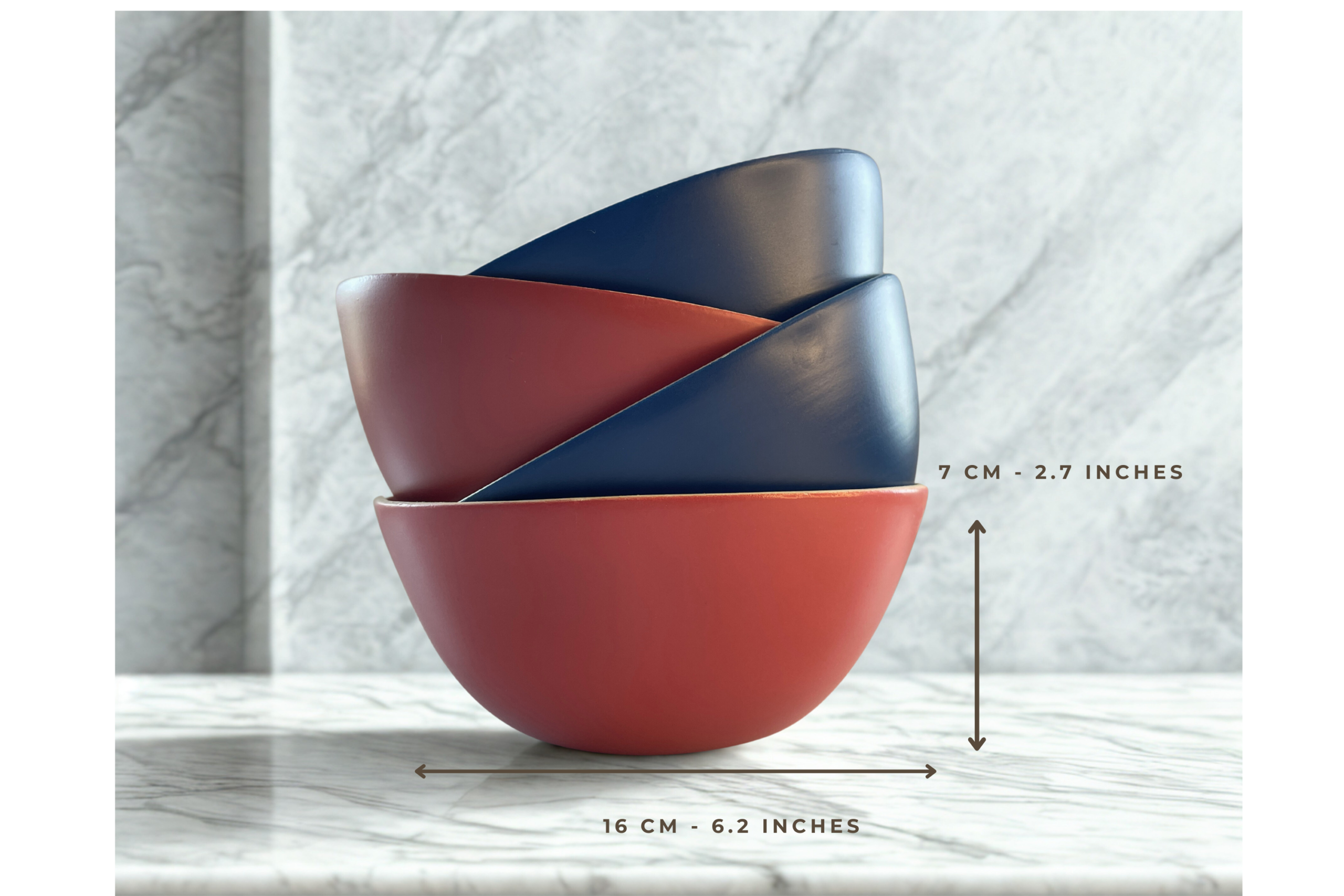 Bamboo Bowl Serving Set of 2 Wooden Cereal Bowls 16cm - Image 3