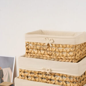 Wicker Storage Basket Set 3 with Liner & Frame