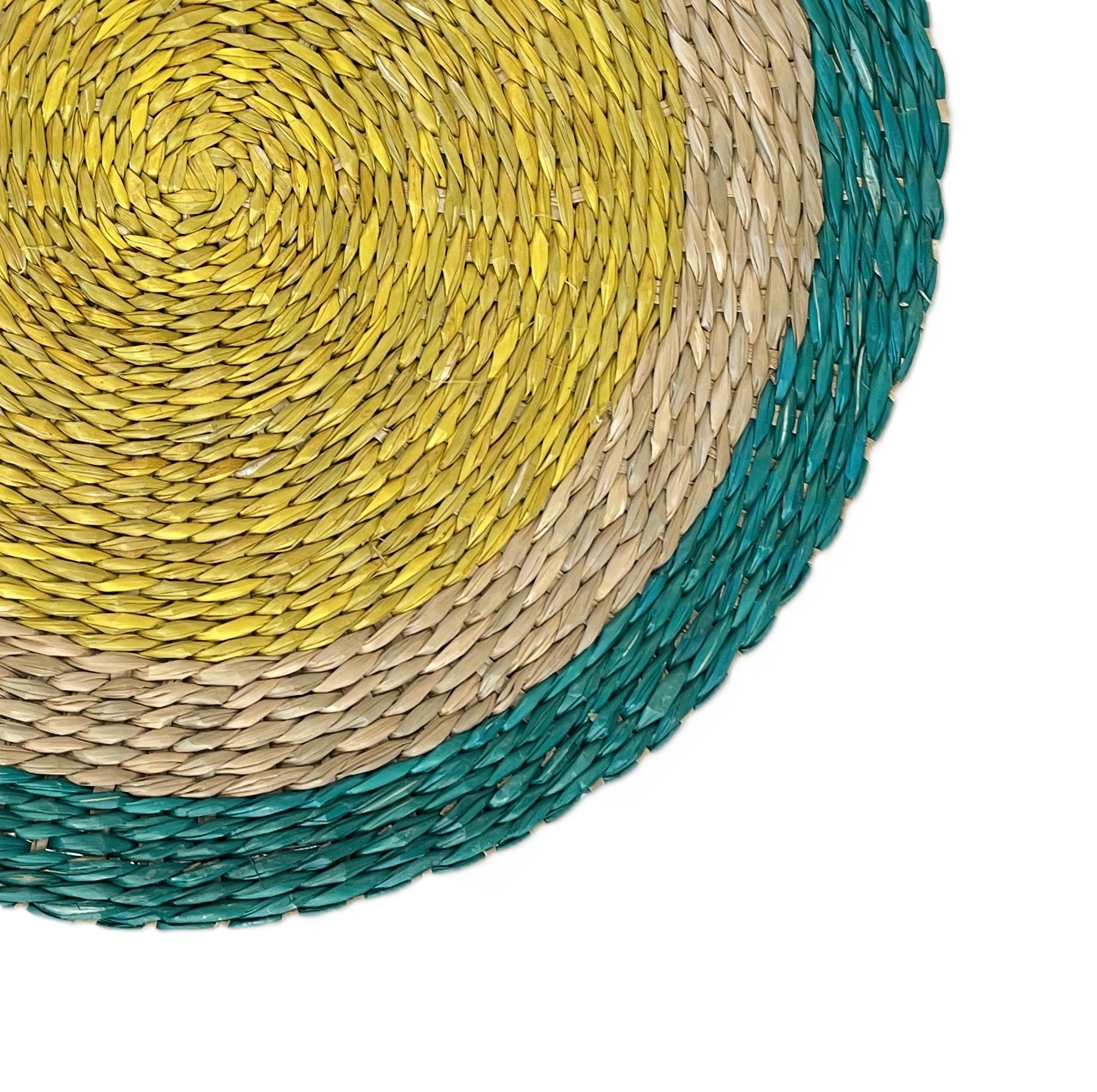 Round Seagrass Placemats Set of 6 Hand-woven Table Mats 30cm, Green - Image 4
