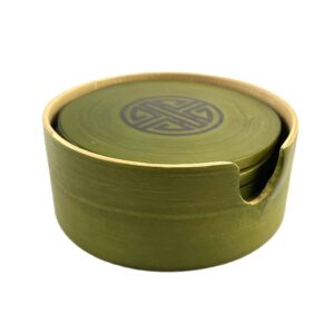 Bamboo Coasters Set of 6 Round Non Slip Drink Mats