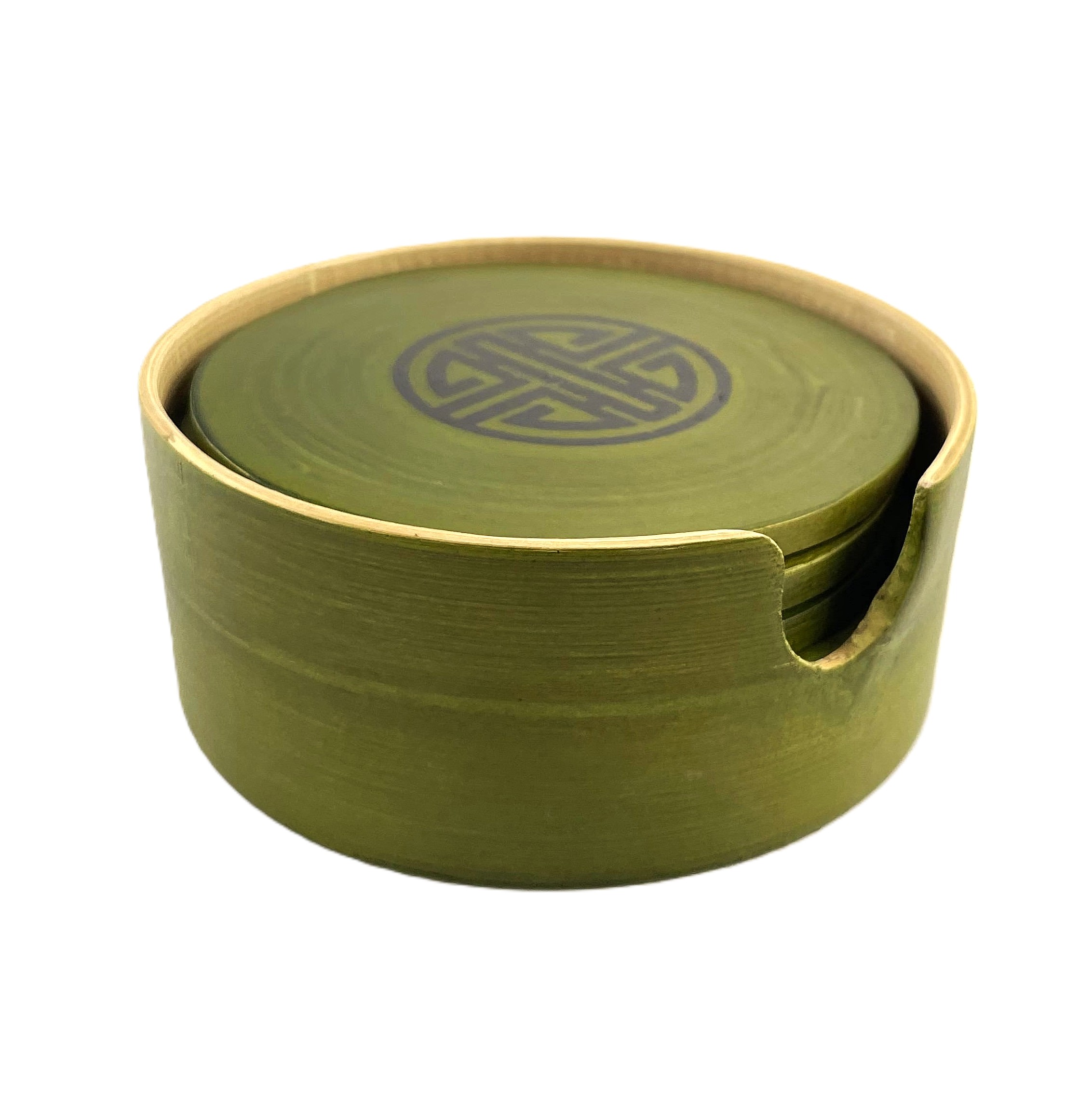 Bamboo Coasters Set of 6 Round Non Slip Drink Mats