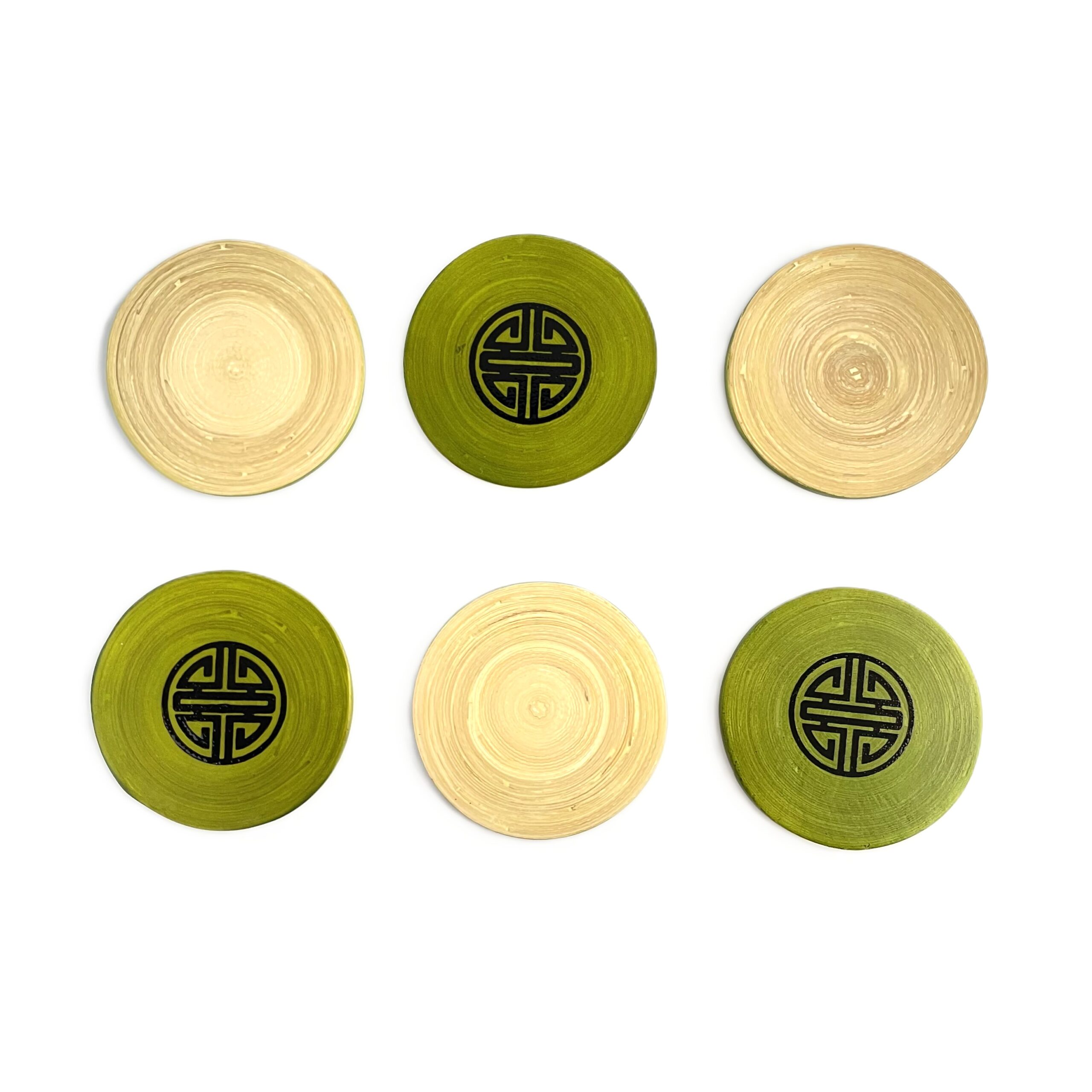 Bamboo Coasters Set of 6 Round Non Slip Drink Mats - Image 3