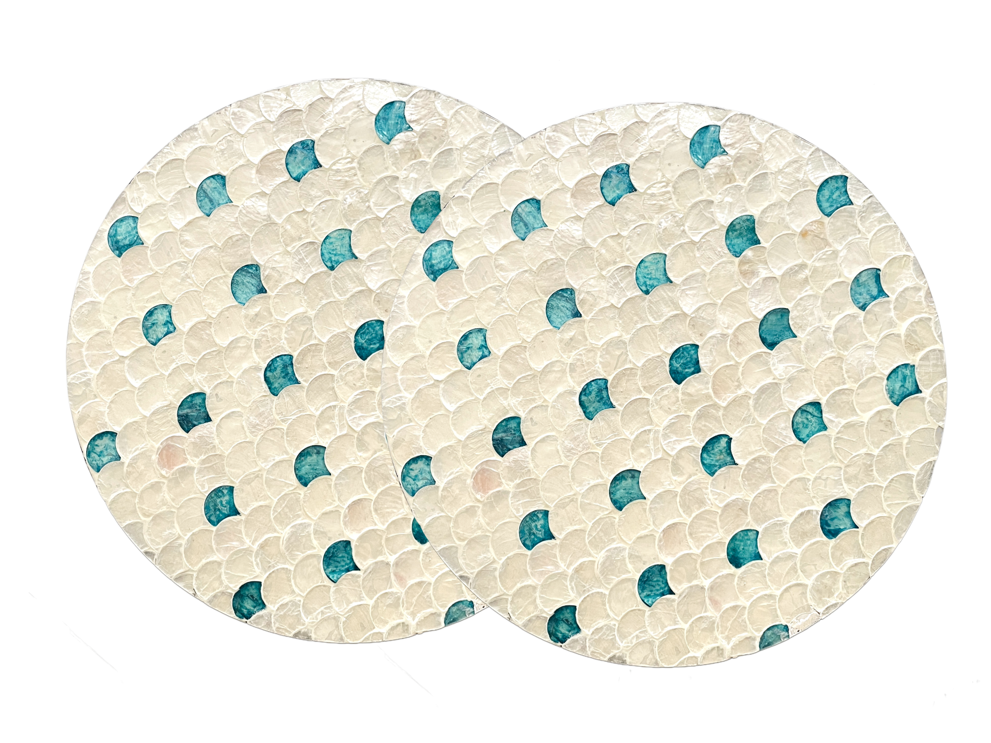 Mother of Pearl Placemat Set 2– Blue & White Fish Scales Handcrafted Dining Table Décor, Elegant Wedding Table Setting, Premium Charger Plate for Occassions - Image 5