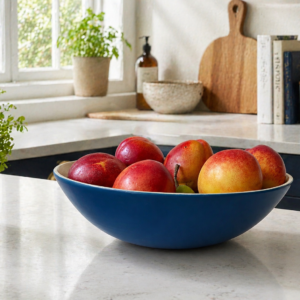 Bamboo Large Wooden Fruit Bowl, 30cm Blue