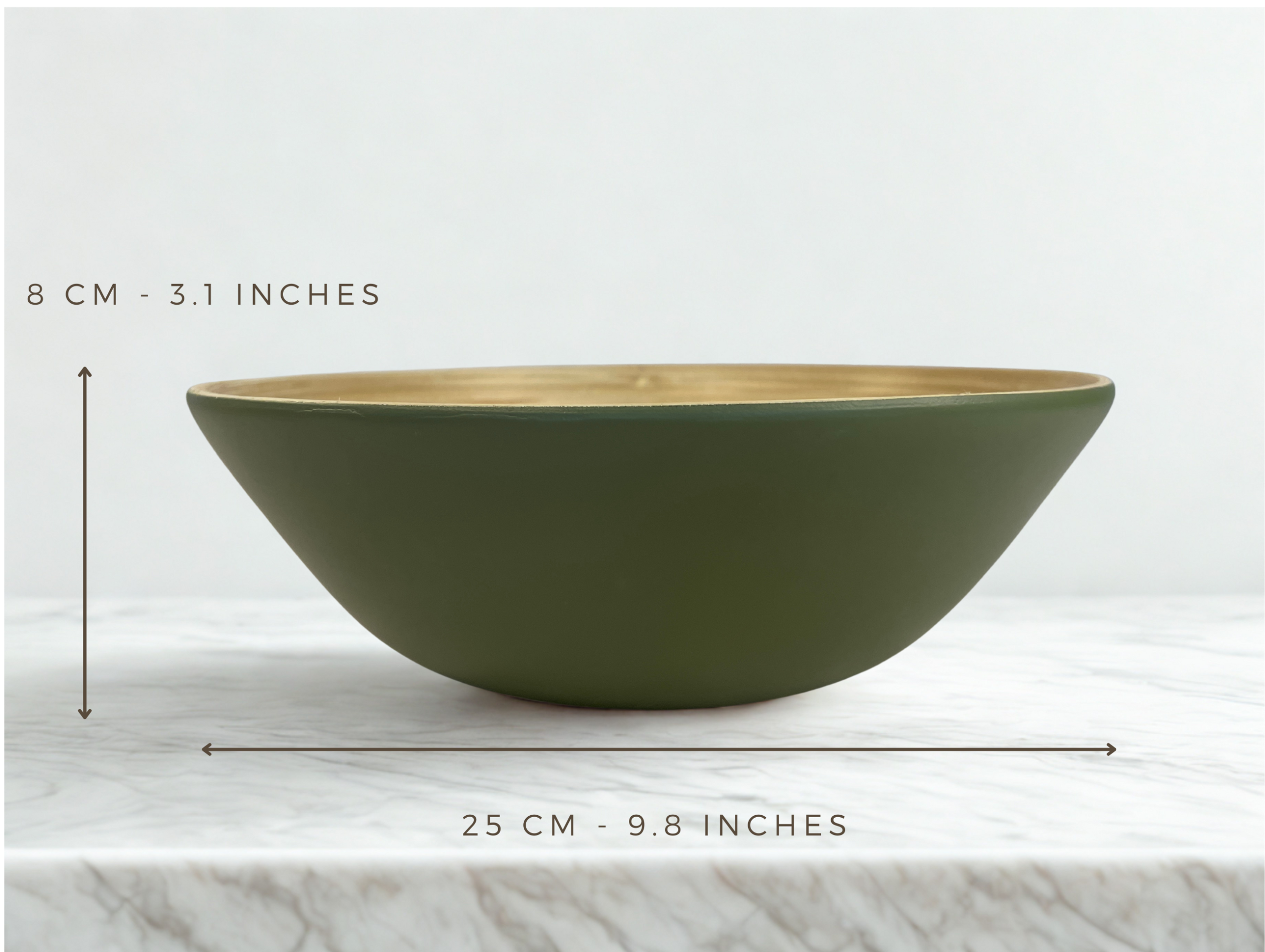 Bamboo Large Wooden Fruit Bowl, 25cm Olive Green - Image 3