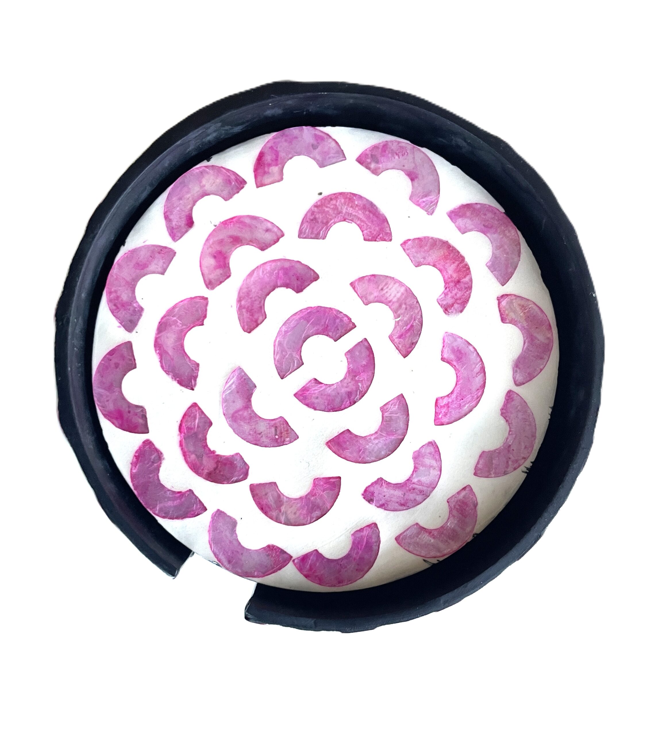 Mother of Pearl Coaster Set of 6 with Holder Box, Pink - Image 3