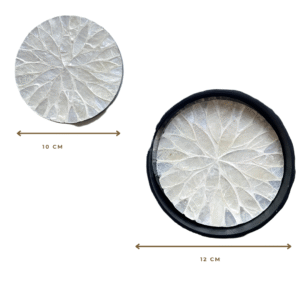 Set of 6 Mother of Pearl Coasters with Storage Holder, White