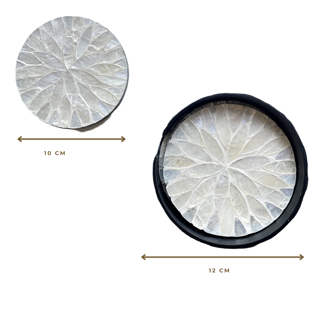Tonking mother of pearl coaster set of 6,white