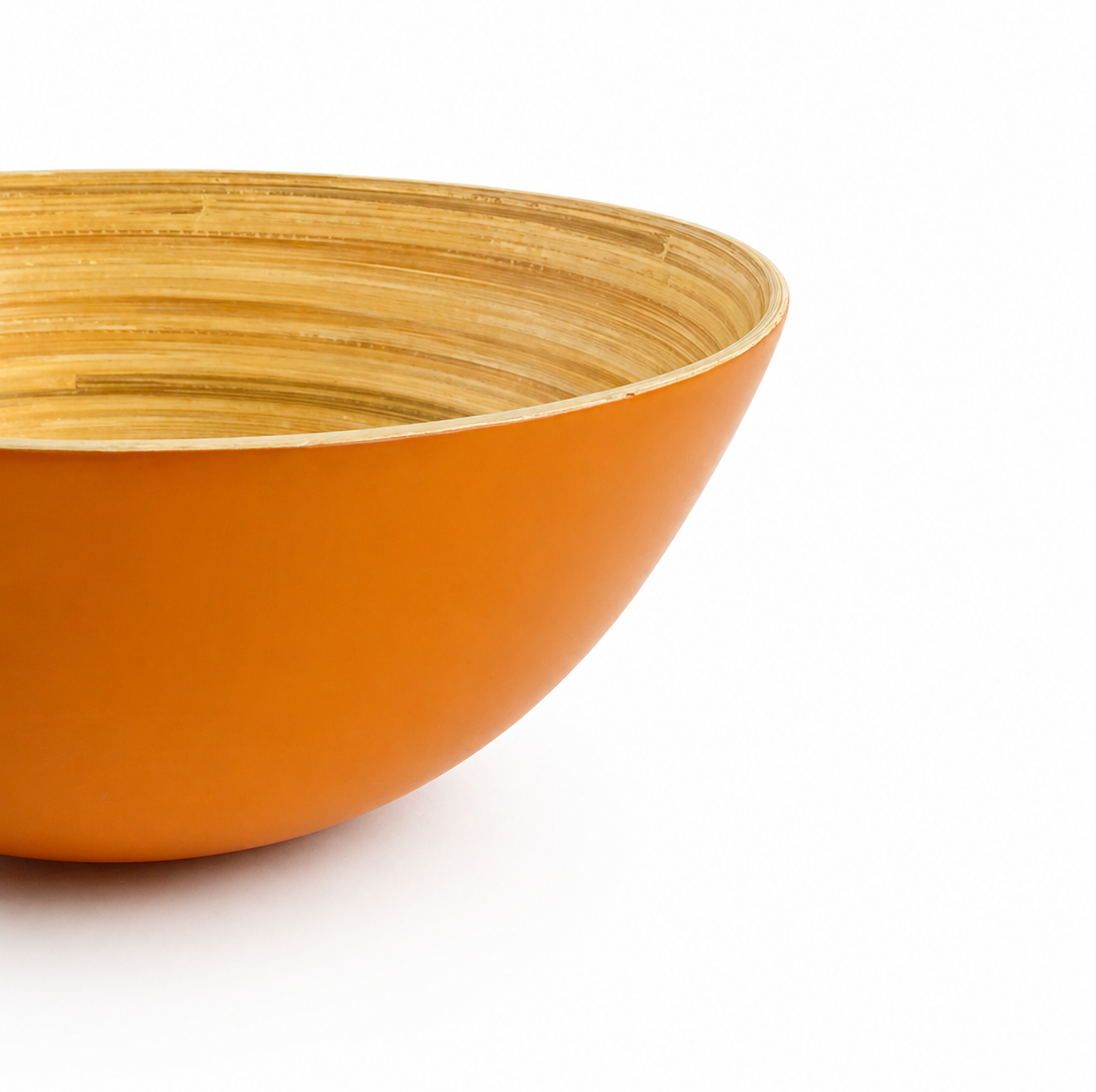 Bamboo Large Wooden Fruit Bowl, 25cm Mustard Yellow - Image 3